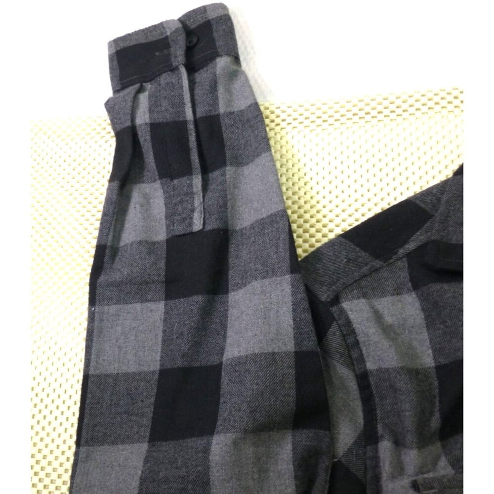 Free Planet Mens Black & Gray Plaid Flannel Button-Up Long Sleeve Shirt Med - Picture 5 of 8
